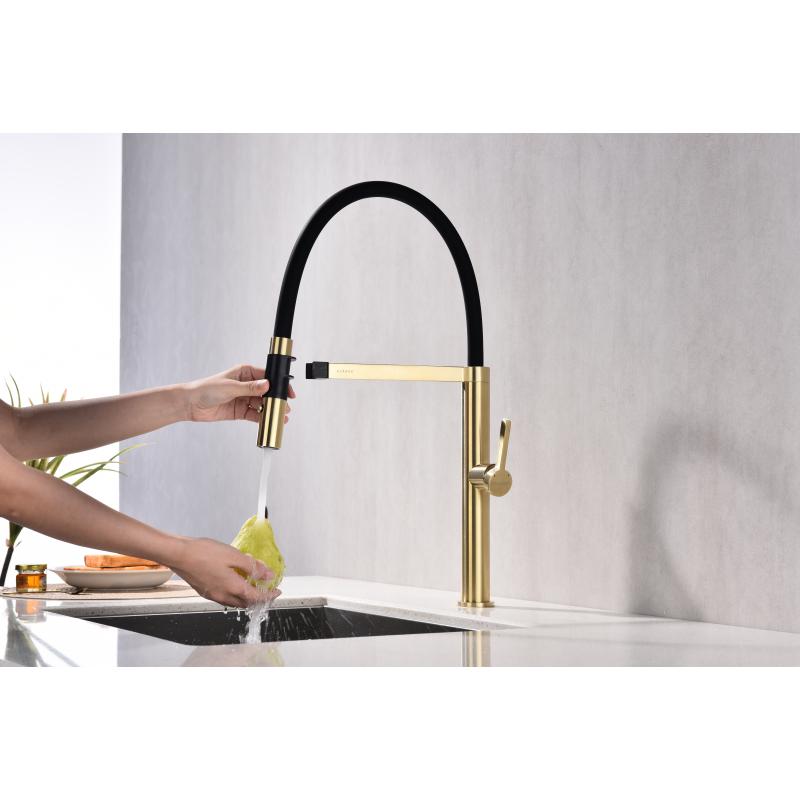 Смеситель для кухни Paulmark Leader Le214101-SBG Светлое брашированное золото