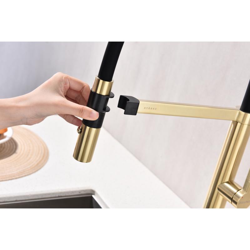 Смеситель для кухни Paulmark Leader Le214101-SBG Светлое брашированное золото