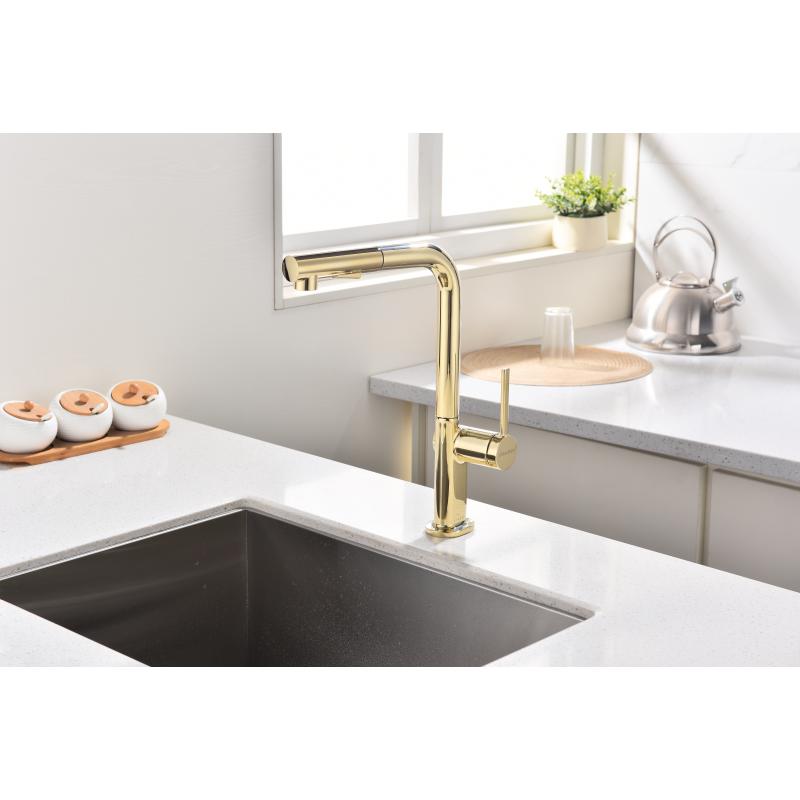 Смеситель для кухни Paulmark Neo Ne214419-G Золото