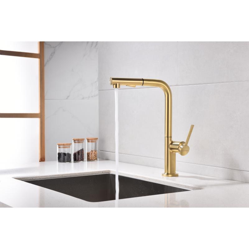 Смеситель для кухни Paulmark Neo Ne214419-SBG Светлое брашированное золото