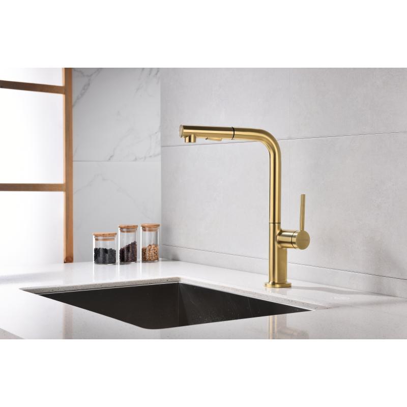 Смеситель для кухни Paulmark Neo Ne214419-SBG Светлое брашированное золото