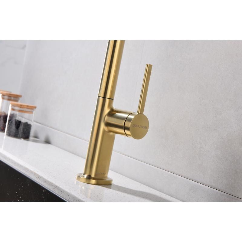 Смеситель для кухни Paulmark Neo Ne214419-SBG Светлое брашированное золото