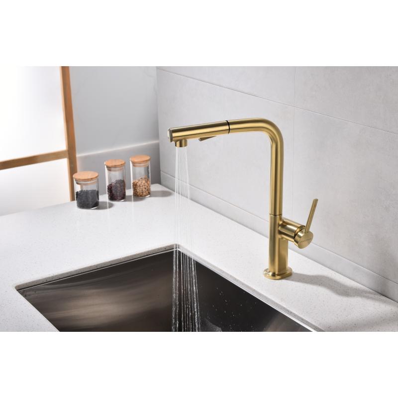 Смеситель для кухни Paulmark Neo Ne214419-SBG Светлое брашированное золото