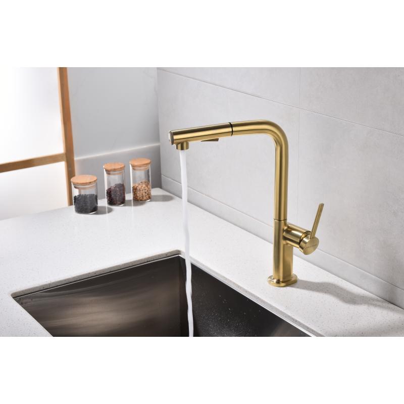 Смеситель для кухни Paulmark Neo Ne214419-SBG Светлое брашированное золото