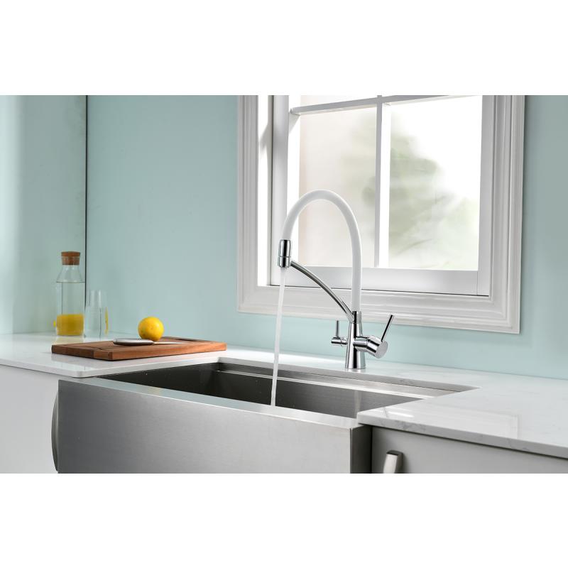 Смеситель для кухни Paulmark Siegen Si213111-CRw Хром Белый