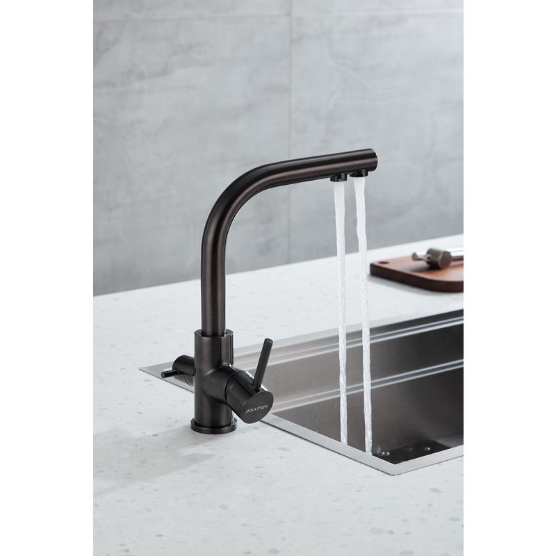 Смеситель для кухни Paulmark Essen Es213011-GM Вороненая сталь