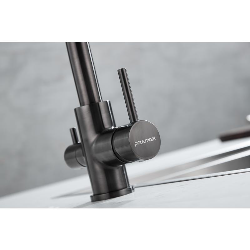 Смеситель для кухни Paulmark Essen Es213011-GM Вороненая сталь