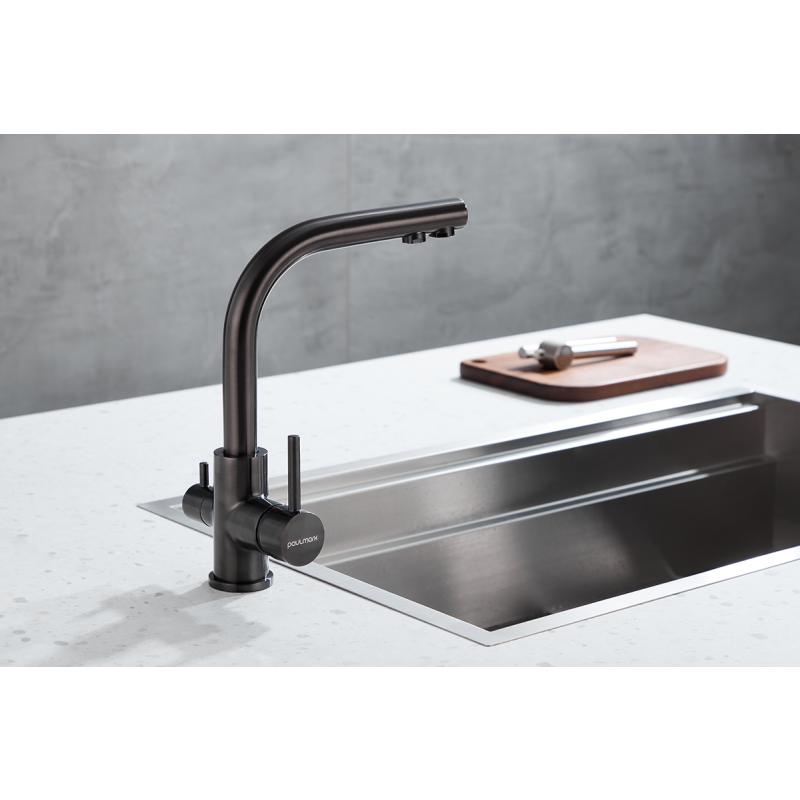 Смеситель для кухни Paulmark Essen Es213011-GM Вороненая сталь