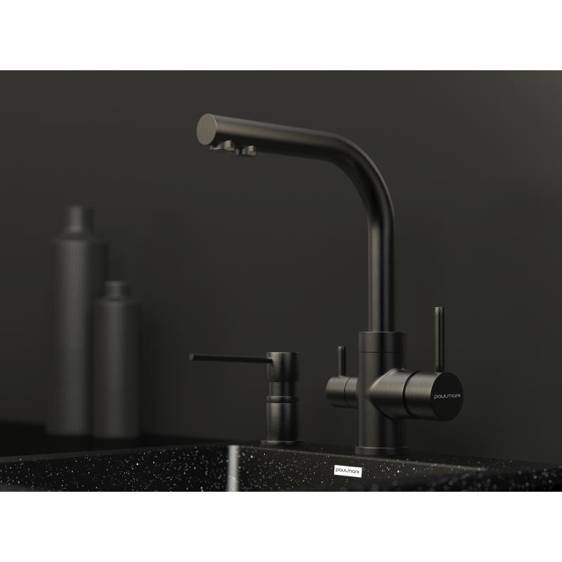 Смеситель для кухни Paulmark Essen Es213011-GM Вороненая сталь