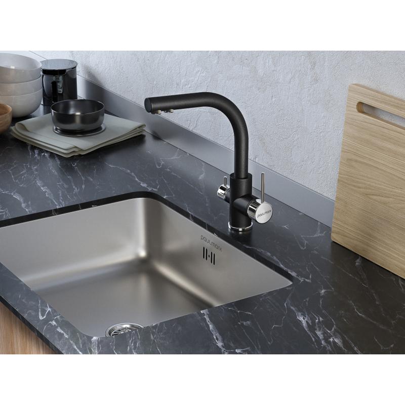 Смеситель для кухни Paulmark Essen Es213011-418 Черный металлик