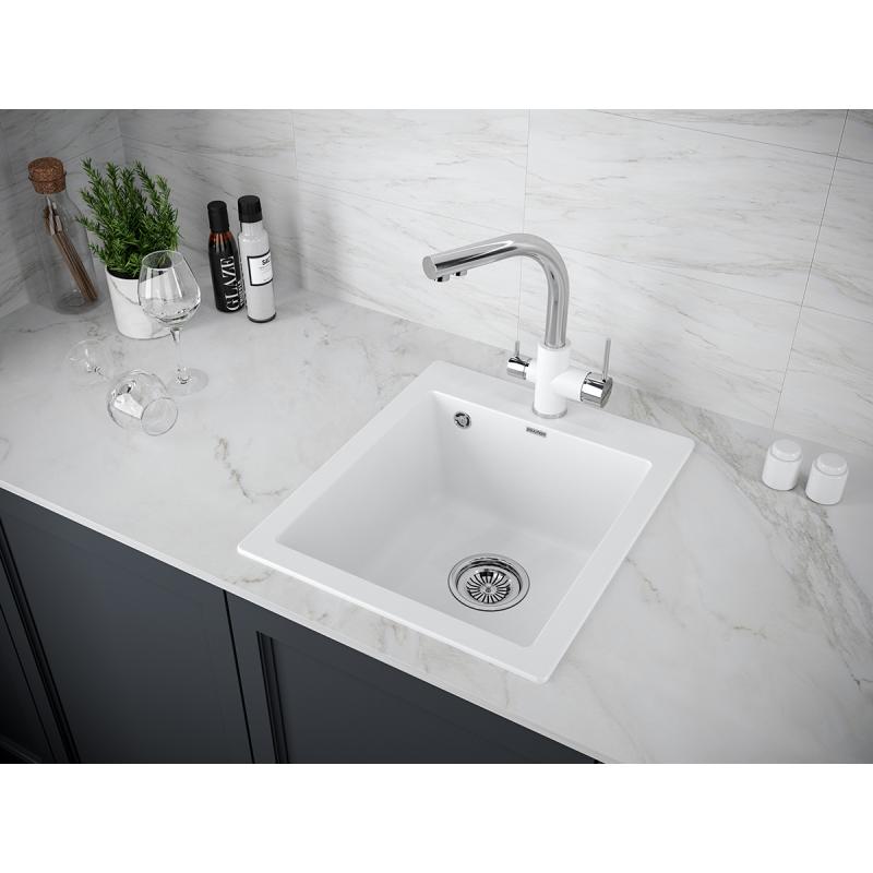 Смеситель для кухни Paulmark Essen Es213011-WHCR Белый матовый Хром