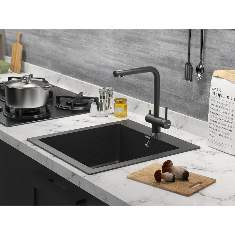 Смеситель для кухни Paulmark Skalen Sk213020-308 Черный матовый
