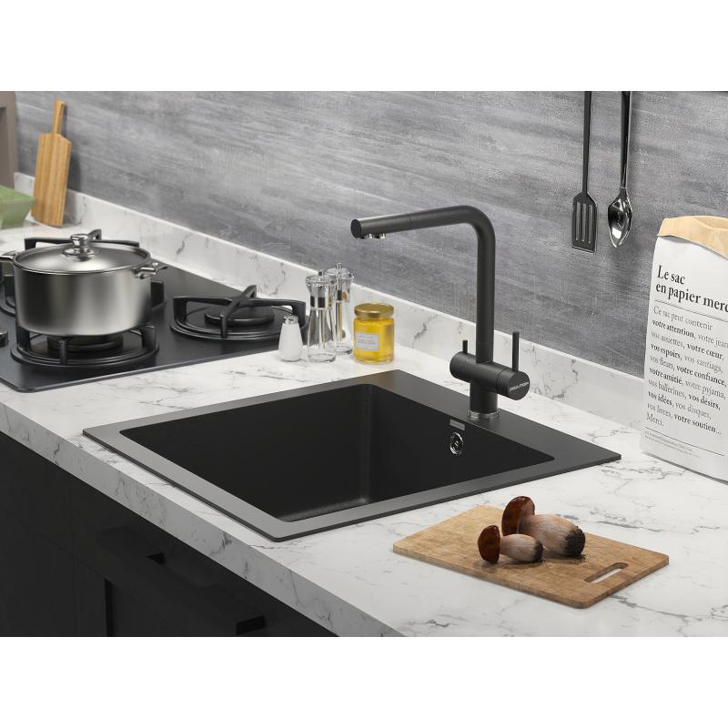 Смеситель для кухни Paulmark Skalen Sk213020-418 Черный металлик