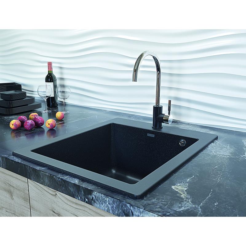 Смеситель для кухни Paulmark Holstein Ho212063-BLMCR Черный металик Хром