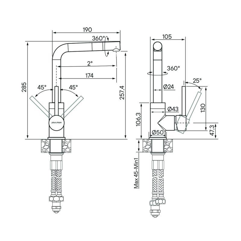 Смеситель для кухни Paulmark Honner Ho212018-GM Вороненая сталь