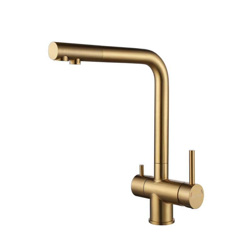 Смеситель для кухни Paulmark Skalen Sk213020-BG Брашированное золото