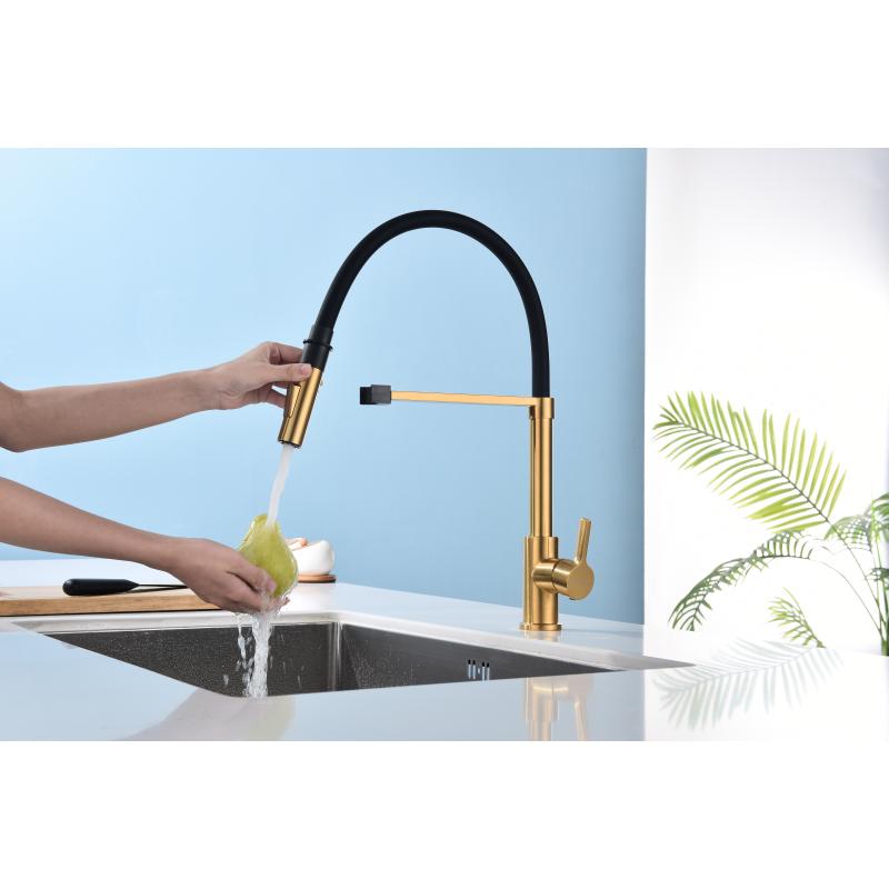 Смеситель для кухни Paulmark Halt Ha214021-BG Брашированное золото