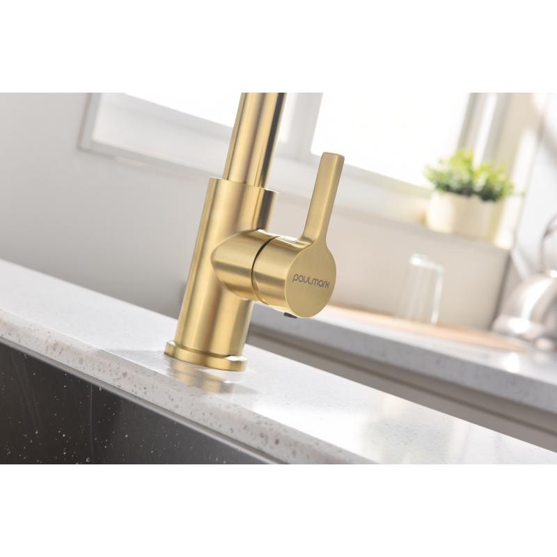Смеситель для кухни Paulmark Halt Ha214021-SBG Светлое брашированное золото