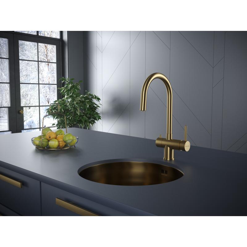 Смеситель для кухни Paulmark Heller He213218-BG Брашированное золото