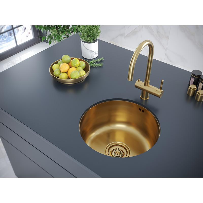 Смеситель для кухни Paulmark Heller He213218-BG Брашированное золото