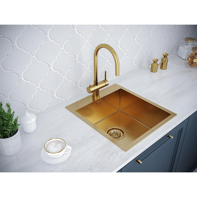 Смеситель для кухни Paulmark Heller He213218-BG Брашированное золото