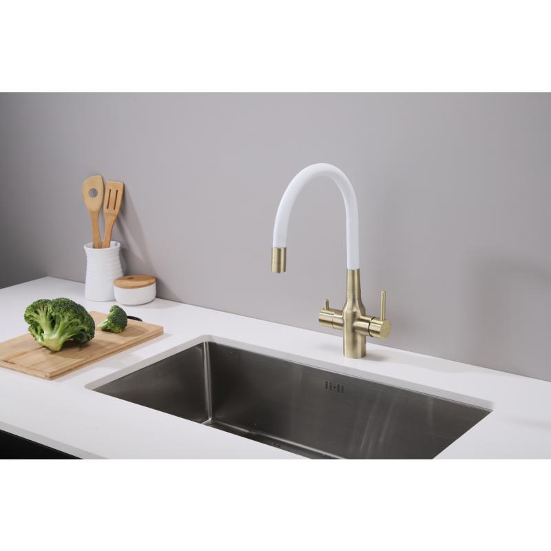 Смеситель для кухни Paulmark Salix Sa213419-BRw Бронза Белый