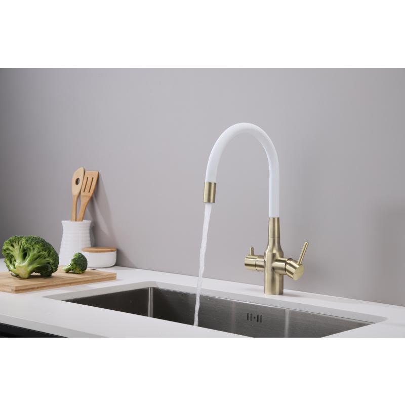 Смеситель для кухни Paulmark Salix Sa213419-BRw Бронза Белый