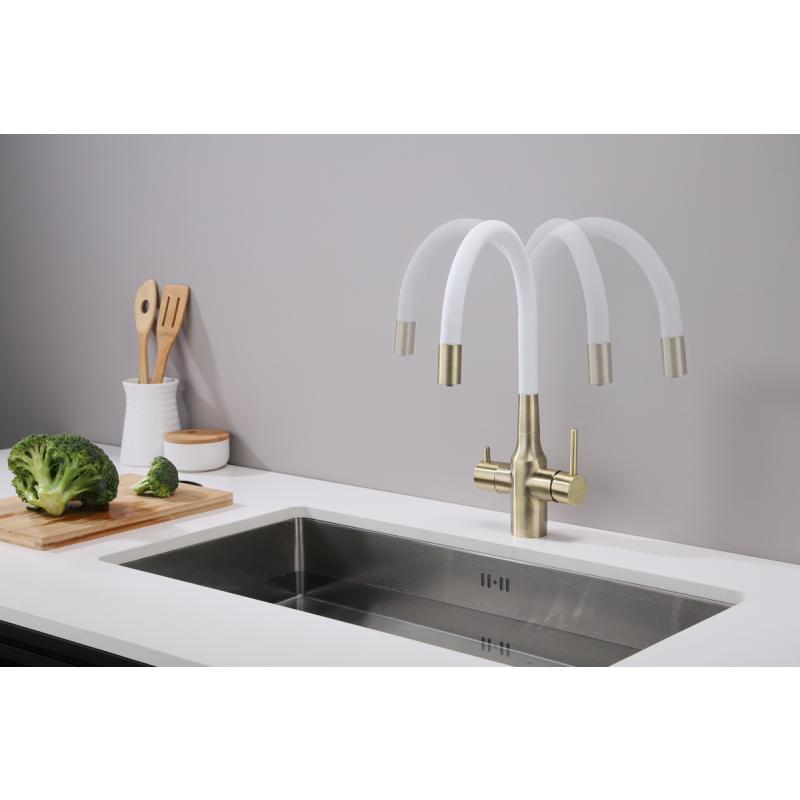 Смеситель для кухни Paulmark Salix Sa213419-BRw Бронза Белый