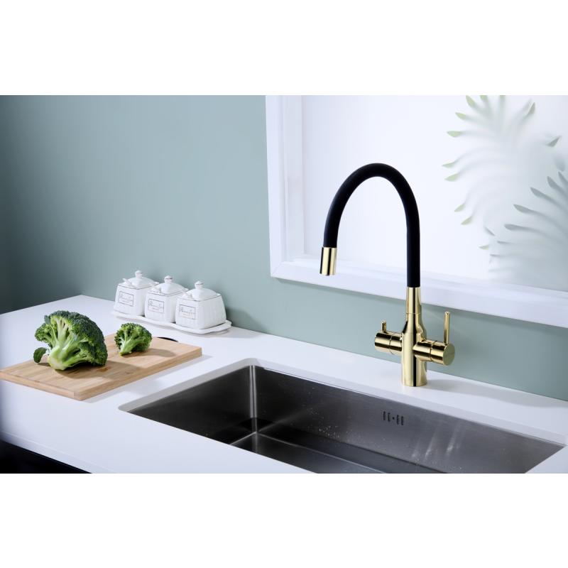 Смеситель для кухни Paulmark Salix Sa213419-G Золото