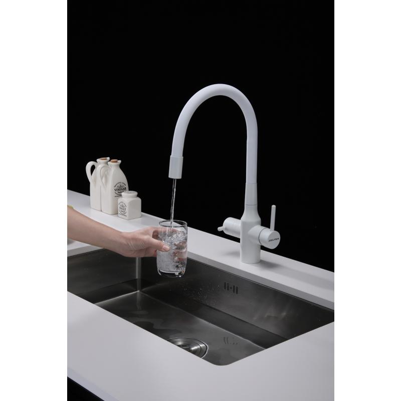 Смеситель для кухни Paulmark Salix Sa213419-431 Белый матовый