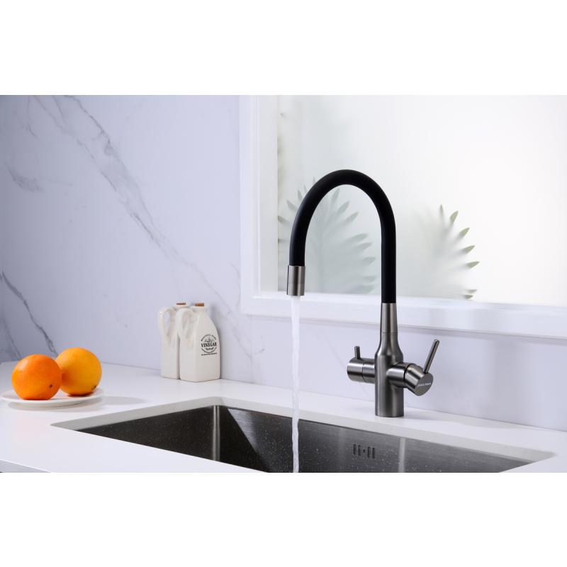 Смеситель для кухни Paulmark Salix Sa213419-GM Вороненая сталь