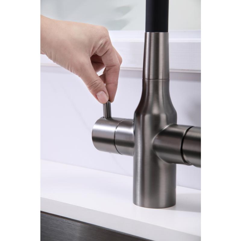 Смеситель для кухни Paulmark Salix Sa213419-GM Вороненая сталь