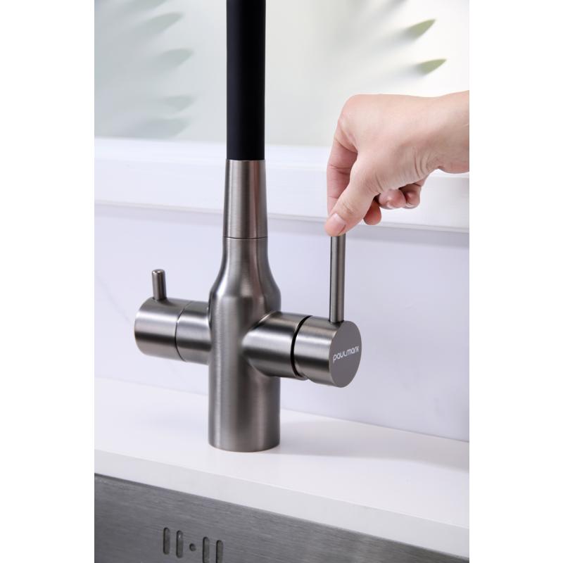 Смеситель для кухни Paulmark Salix Sa213419-GM Вороненая сталь