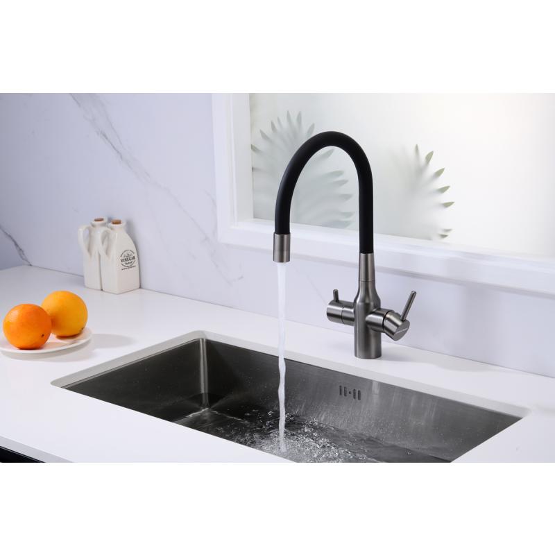 Смеситель для кухни Paulmark Salix Sa213419-GM Вороненая сталь