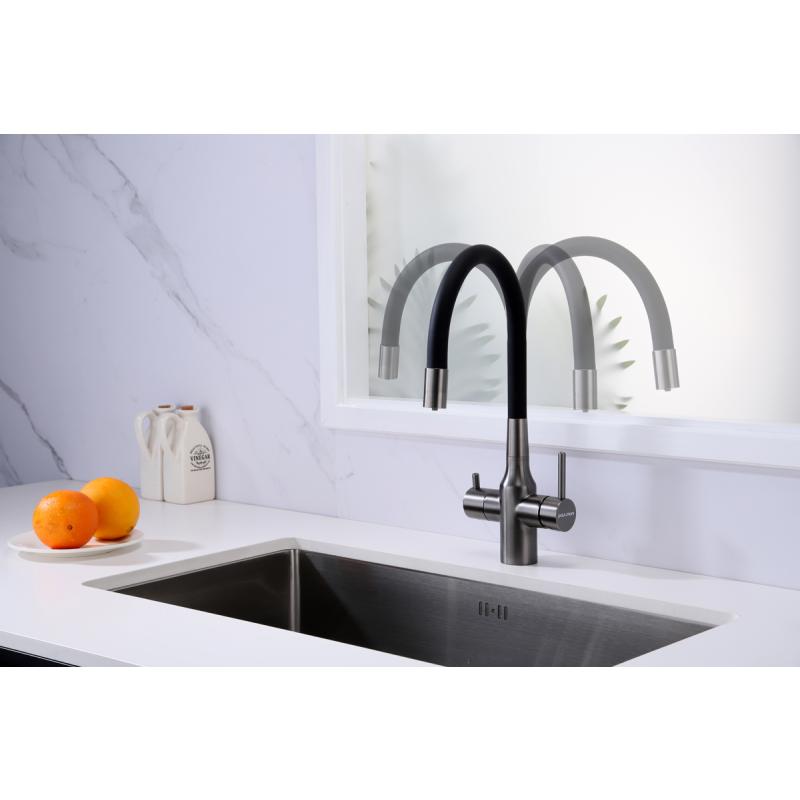 Смеситель для кухни Paulmark Salix Sa213419-GM Вороненая сталь