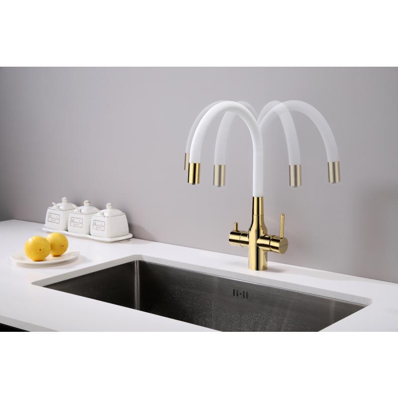 Смеситель для кухни Paulmark Salix Sa213419-Gw Золото Белый