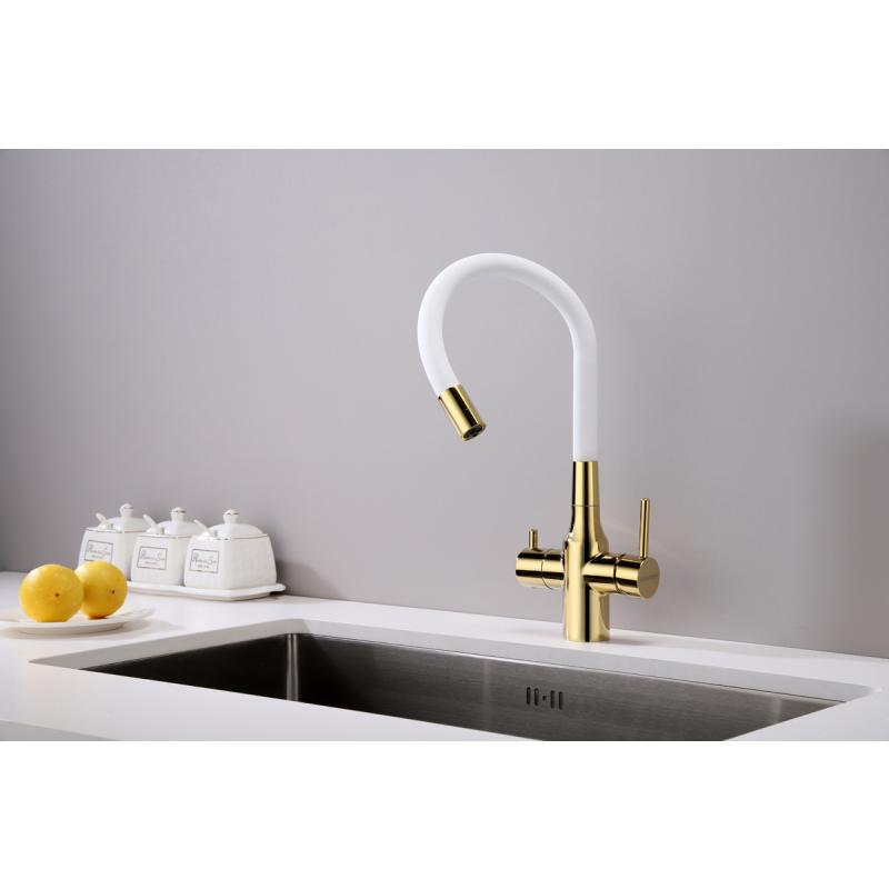 Смеситель для кухни Paulmark Salix Sa213419-Gw Золото Белый