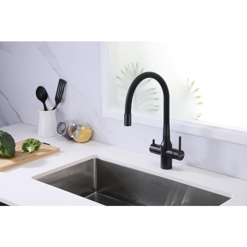 Смеситель для кухни Paulmark Salix Sa213419-418 Черный металлик