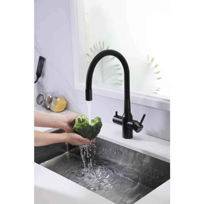 Смеситель для кухни Paulmark Salix Sa213419-418 Черный металлик