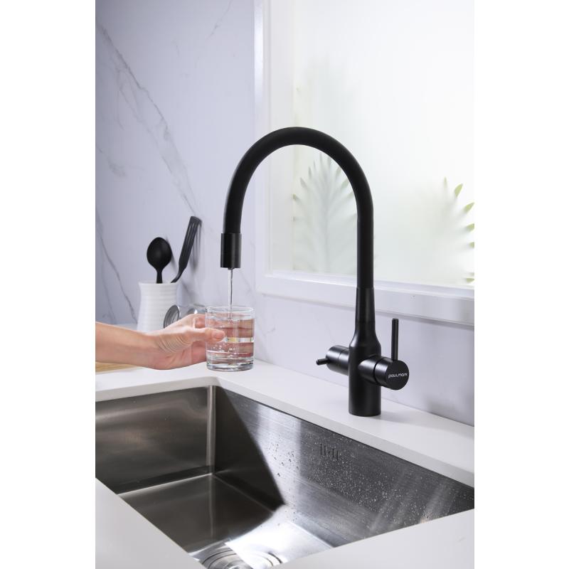 Смеситель для кухни Paulmark Salix Sa213419-418 Черный металлик