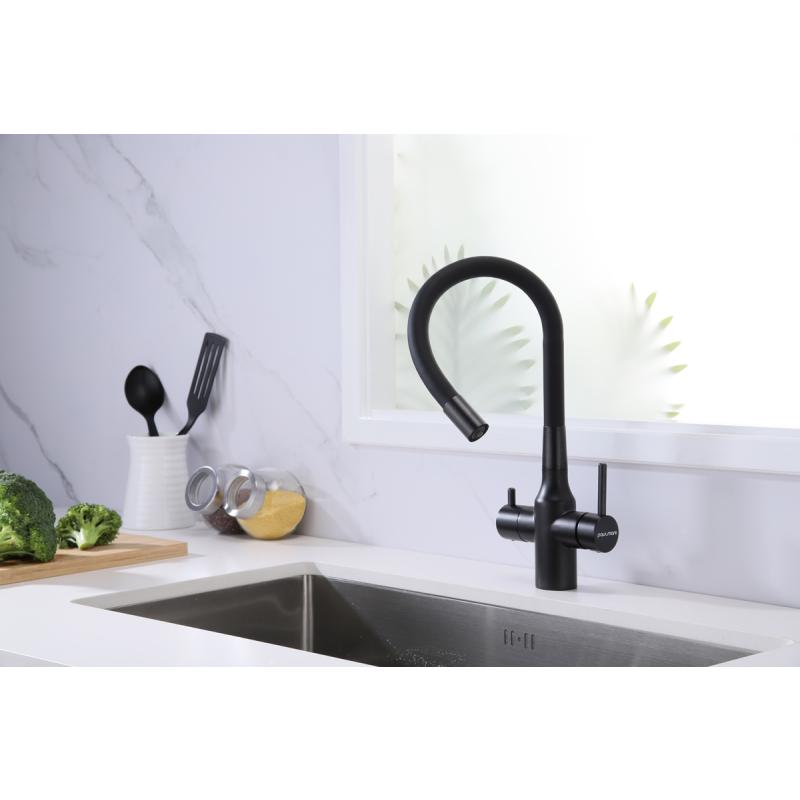 Смеситель для кухни Paulmark Salix Sa213419-418 Черный металлик