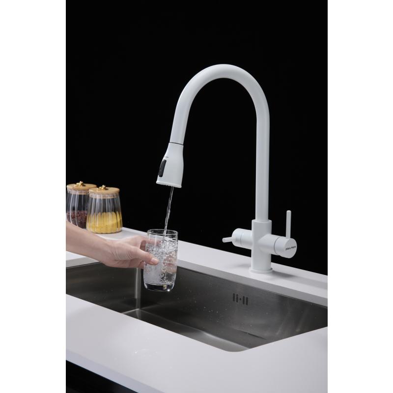 Смеситель для кухни Paulmark Lange La214212-431 Белый матовый