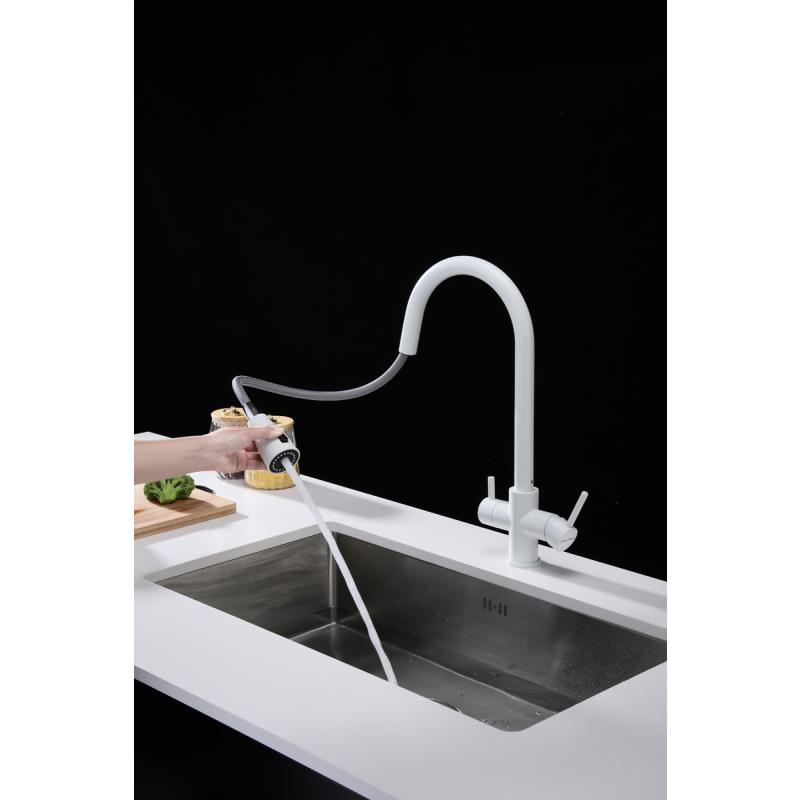 Смеситель для кухни Paulmark Lange La214212-431 Белый матовый