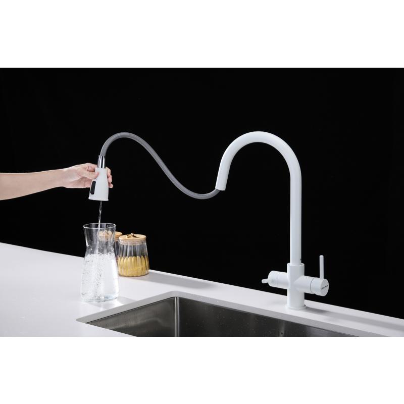 Смеситель для кухни Paulmark Lange La214212-431 Белый матовый