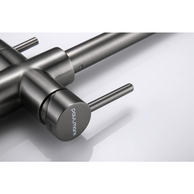 Смеситель для кухни Paulmark Lange La214212-GM Вороненая сталь