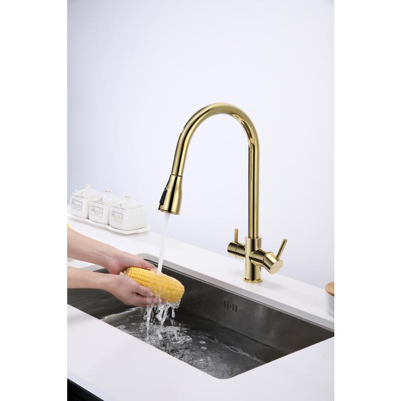 Смеситель для кухни Paulmark Lange La214212-G Золото