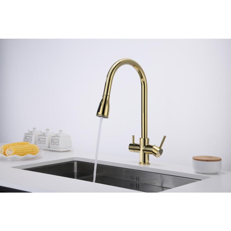 Смеситель для кухни Paulmark Lange La214212-G Золото