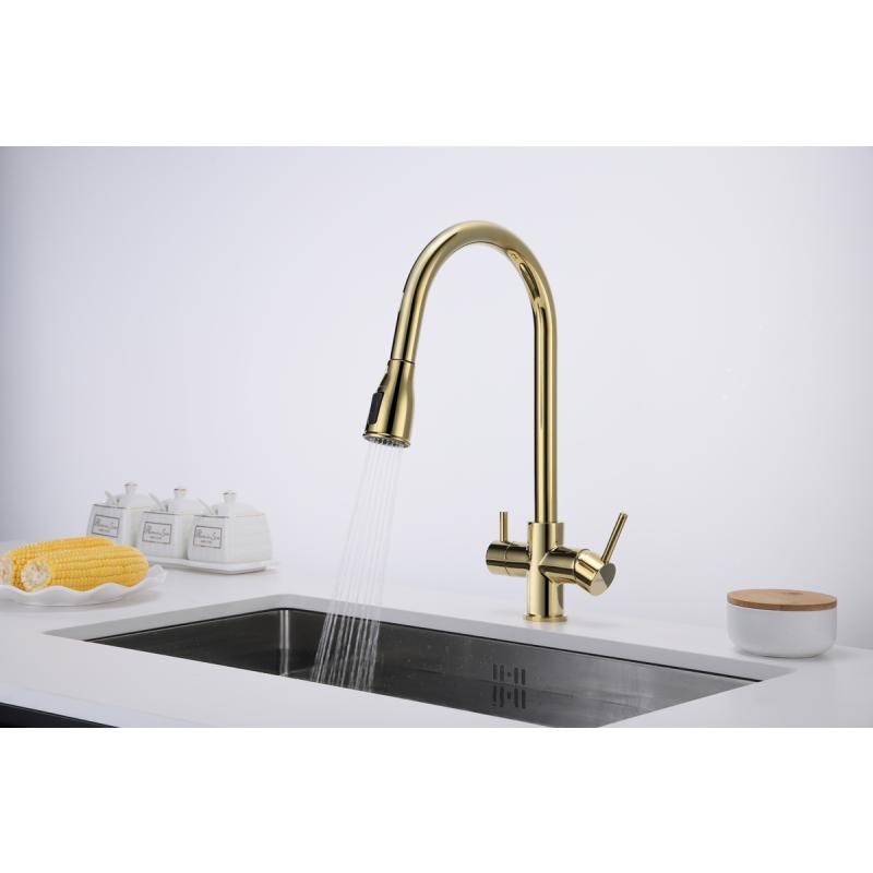 Смеситель для кухни Paulmark Lange La214212-G Золото