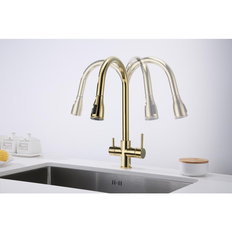 Смеситель для кухни Paulmark Lange La214212-G Золото