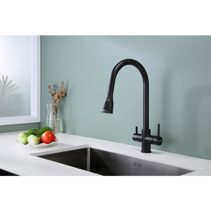 Смеситель для кухни Paulmark Lange La214212-418 Черный металлик